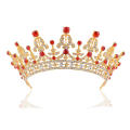 Red Gemstone 18k African Crown And Tiaras Alloy Fashion Gold Crown